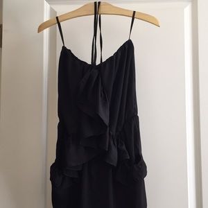 ruffled black romper